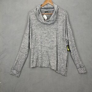Cascade Sport Asymmetric Tunic Top Womens 2XL Gray Crowl Neck Down Shoulder